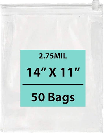 14X11 inches Resealable Poly Bags With Slide Seal 2.75 Mil (LDPE)